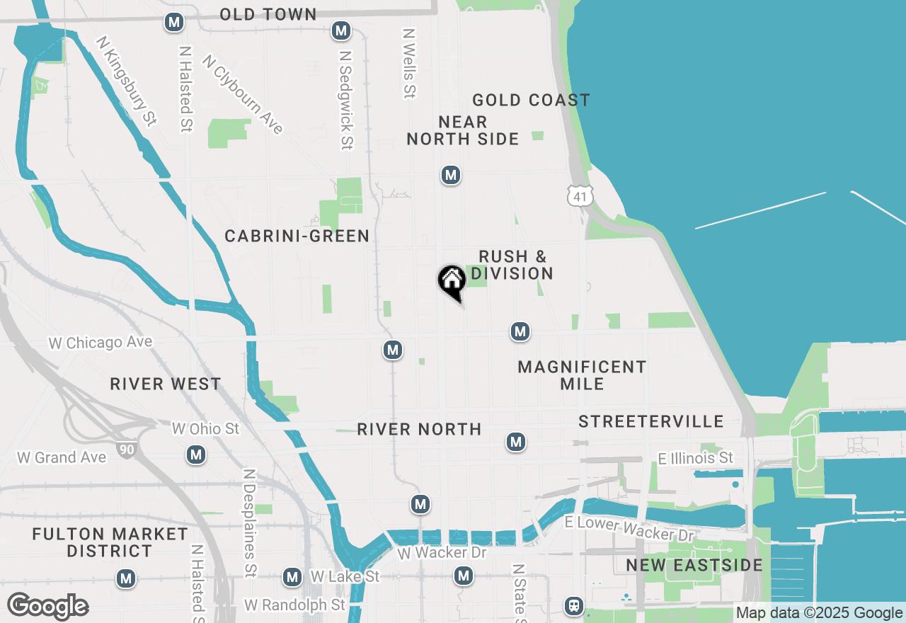 Map of 105 W Chestnut Street, Chicago, IL 60610