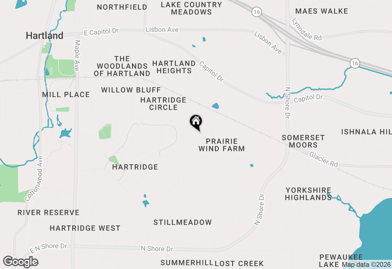 Map of W292N4254 Prairie Wind Cir N, Pewaukee, WI 53072