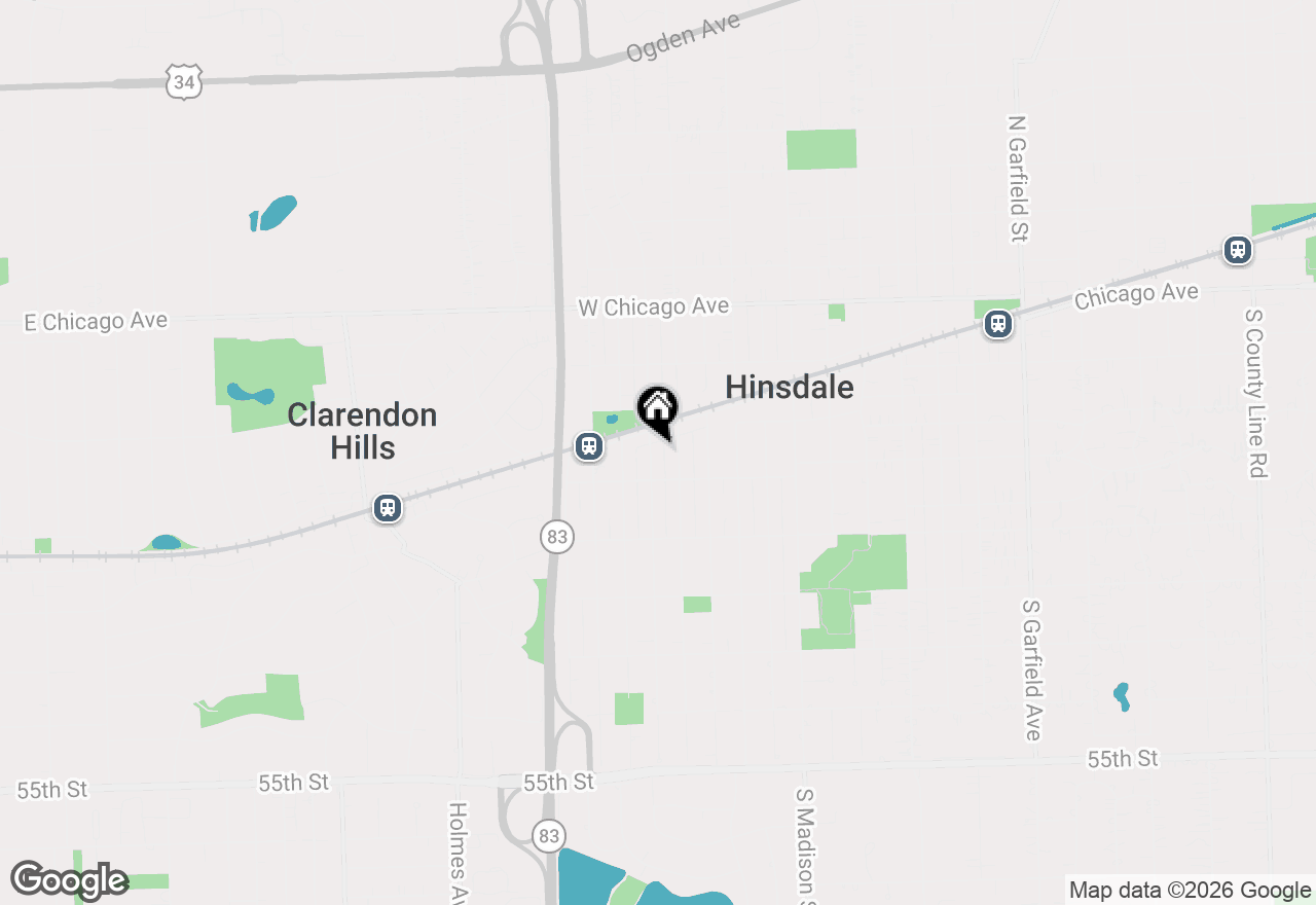Map of 223 S Bruner Street, Hinsdale, IL 60521
