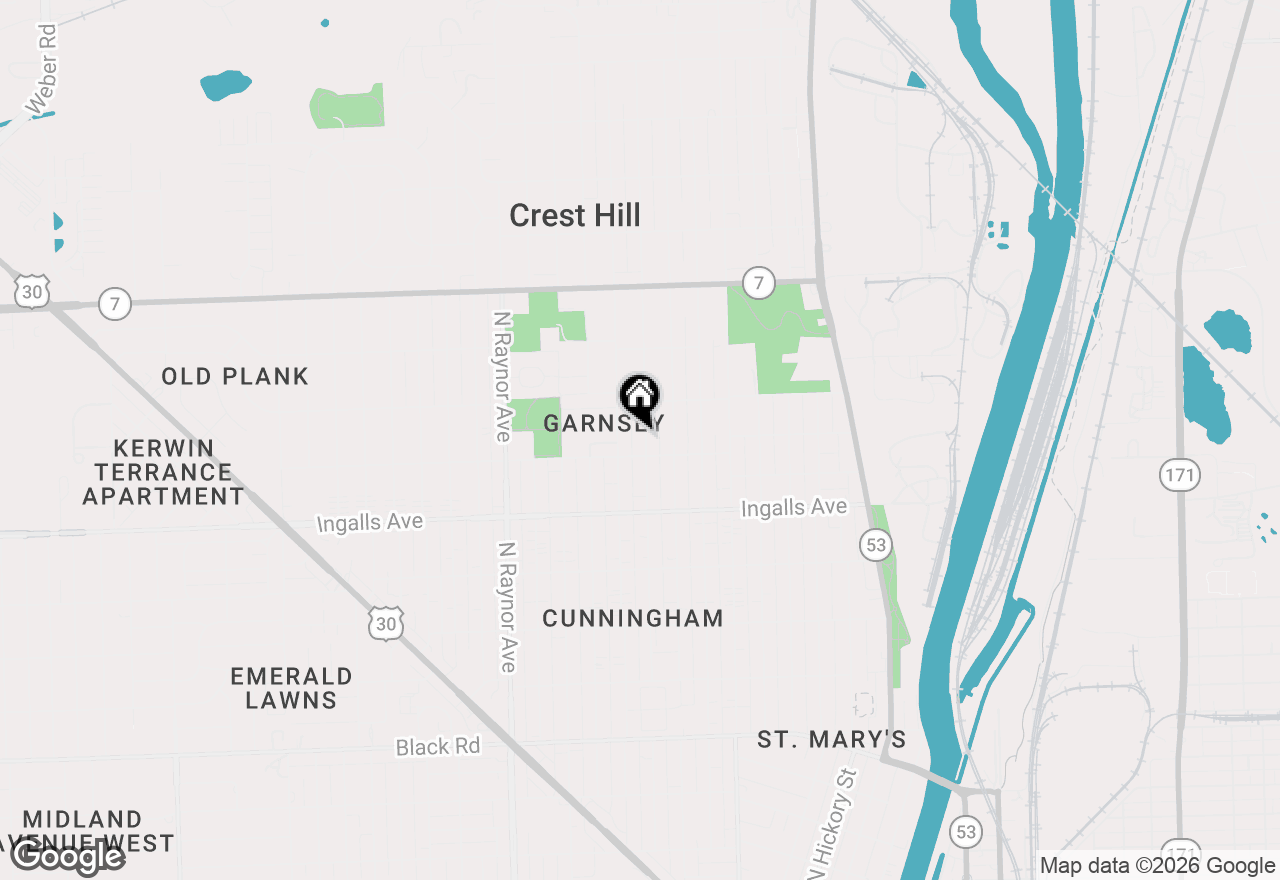Map of 1307 N Highland Avenue, Joliet, IL 60435