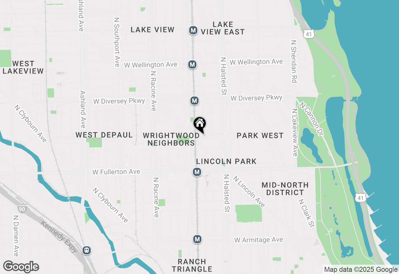 Map of 925 W Wrightwood Avenue #B, Chicago, IL 60614