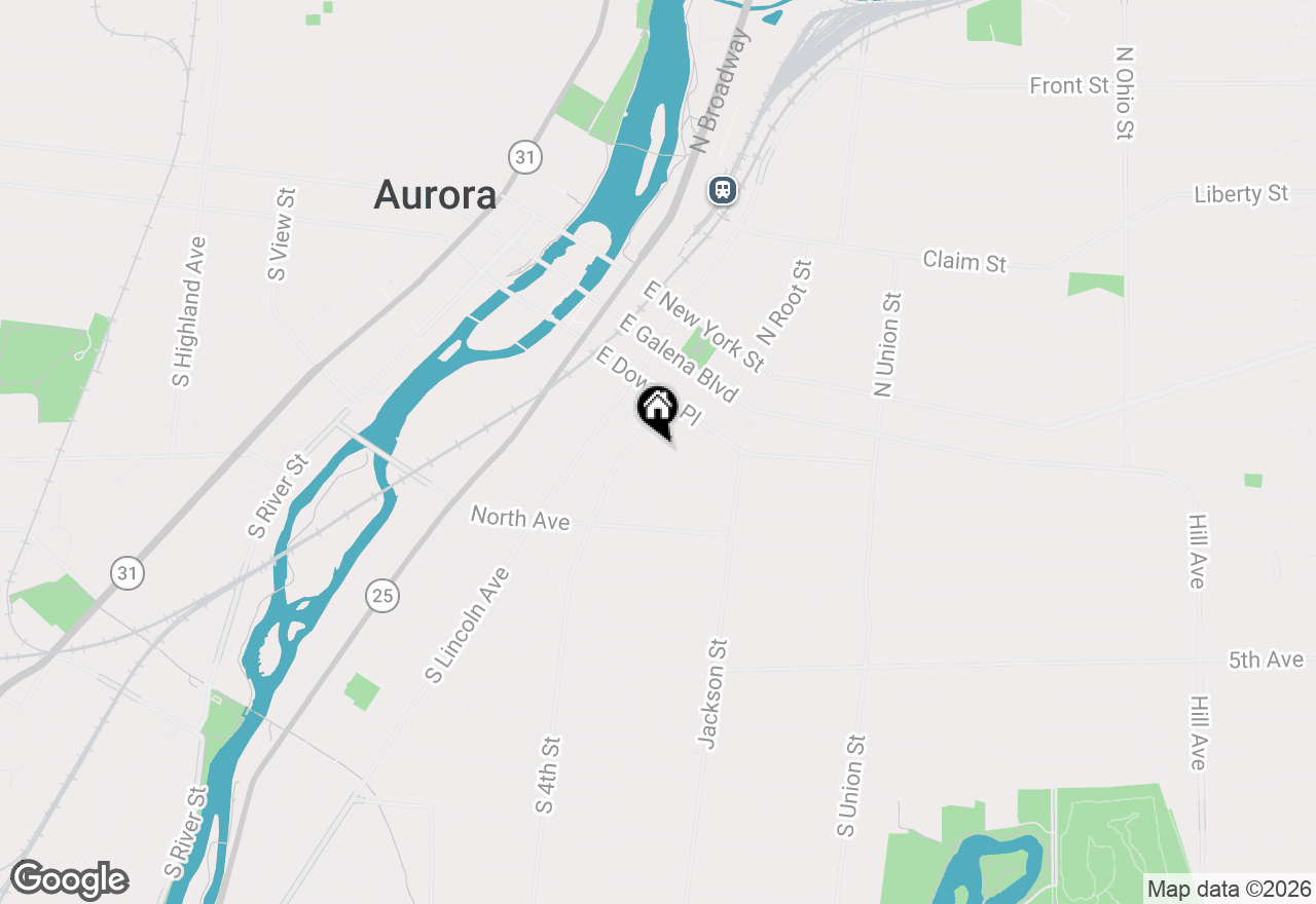 Map of 427 E Benton Street, Aurora, IL 60505