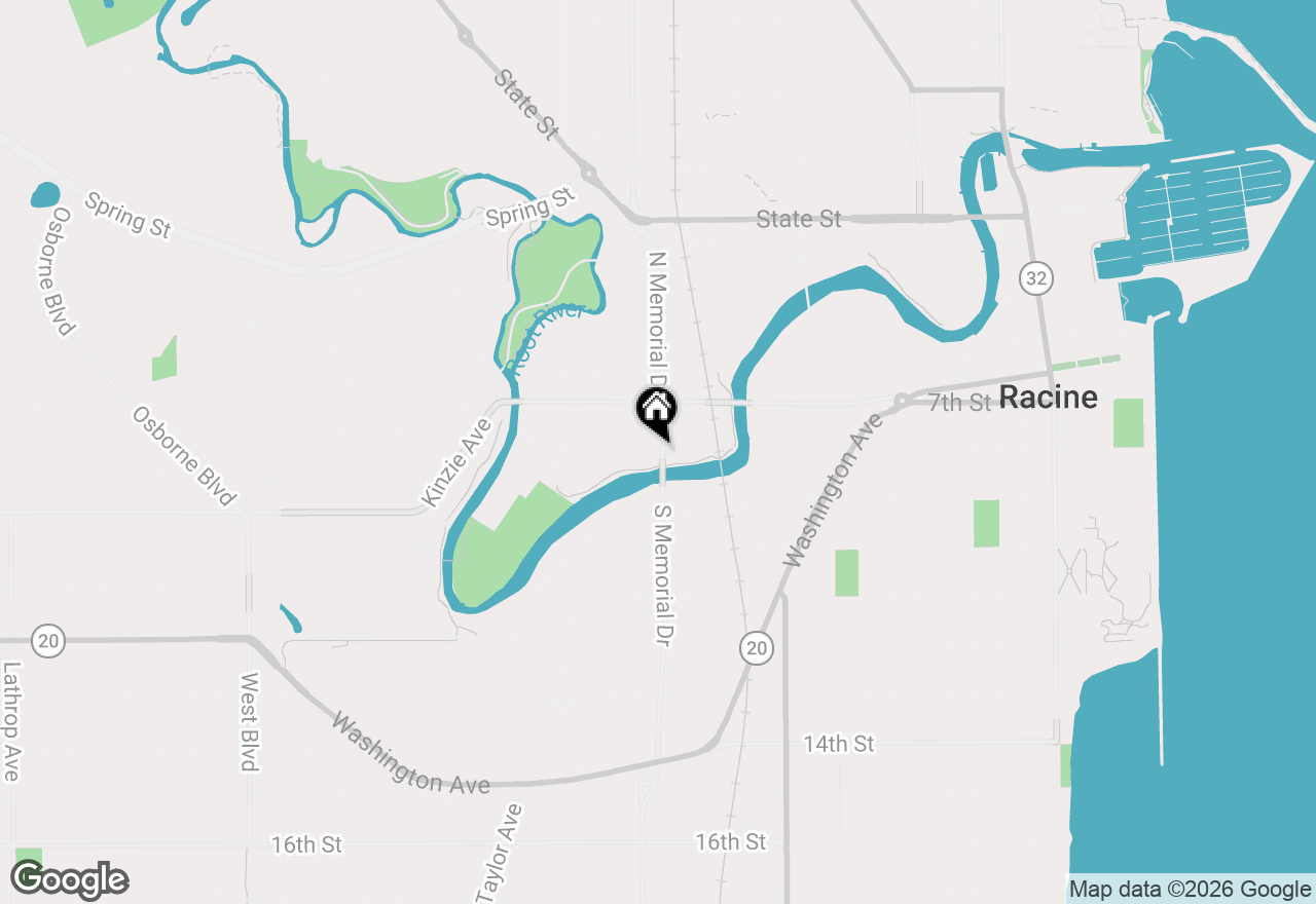 Map of 228 N Memorial Dr, Racine, WI 53404