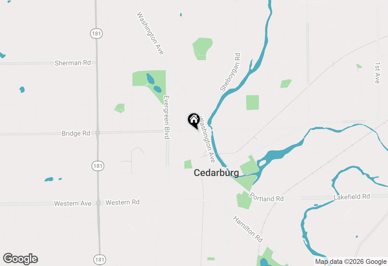 Map of N69W6507 Bridge Rd, Cedarburg, WI 53012