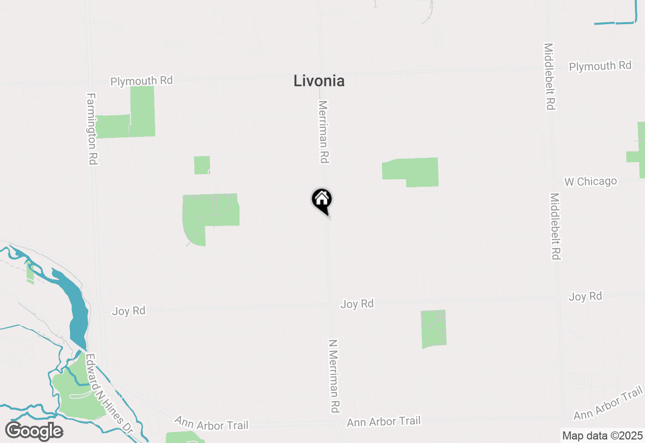 Map of 9319 Merriman Road, Livonia, MI 48150