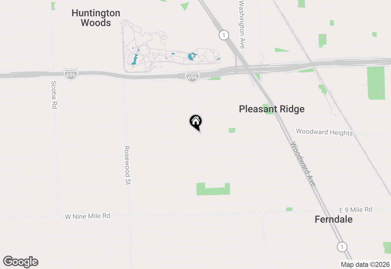 Map of 93 Oakdale Boulevard, Pleasant Ridge, MI 48069