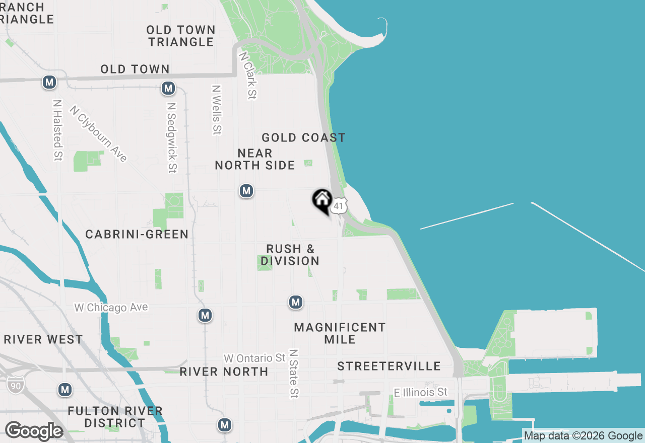 Map of 100 E Bellevue Place #4B, Chicago, IL 60611