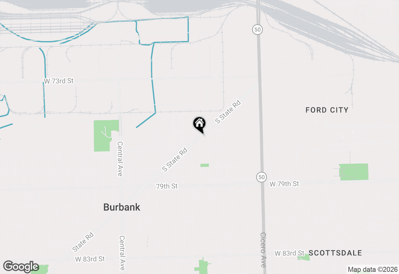 Map of 8652 S Leamington Street, Burbank, IL 60459