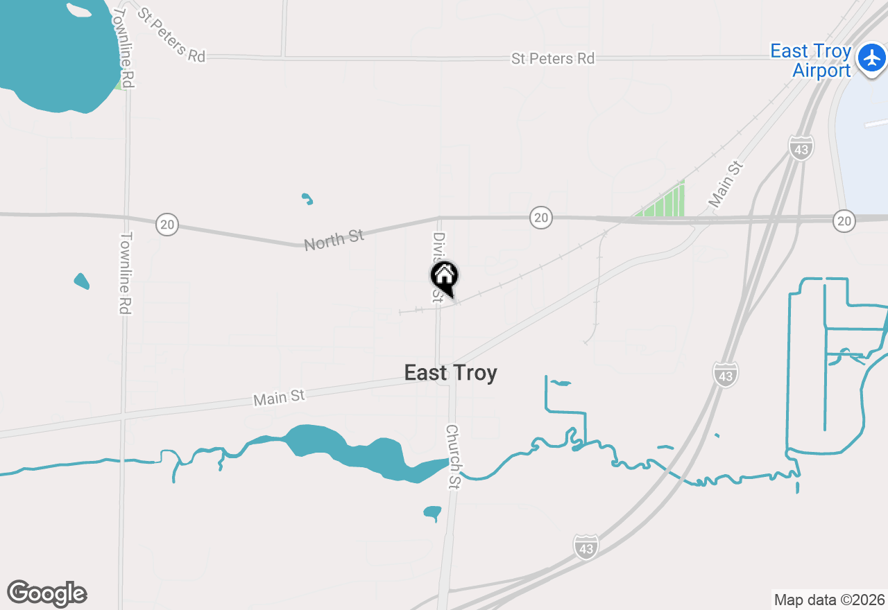 Map of 2010 Division St, East Troy, WI 53120