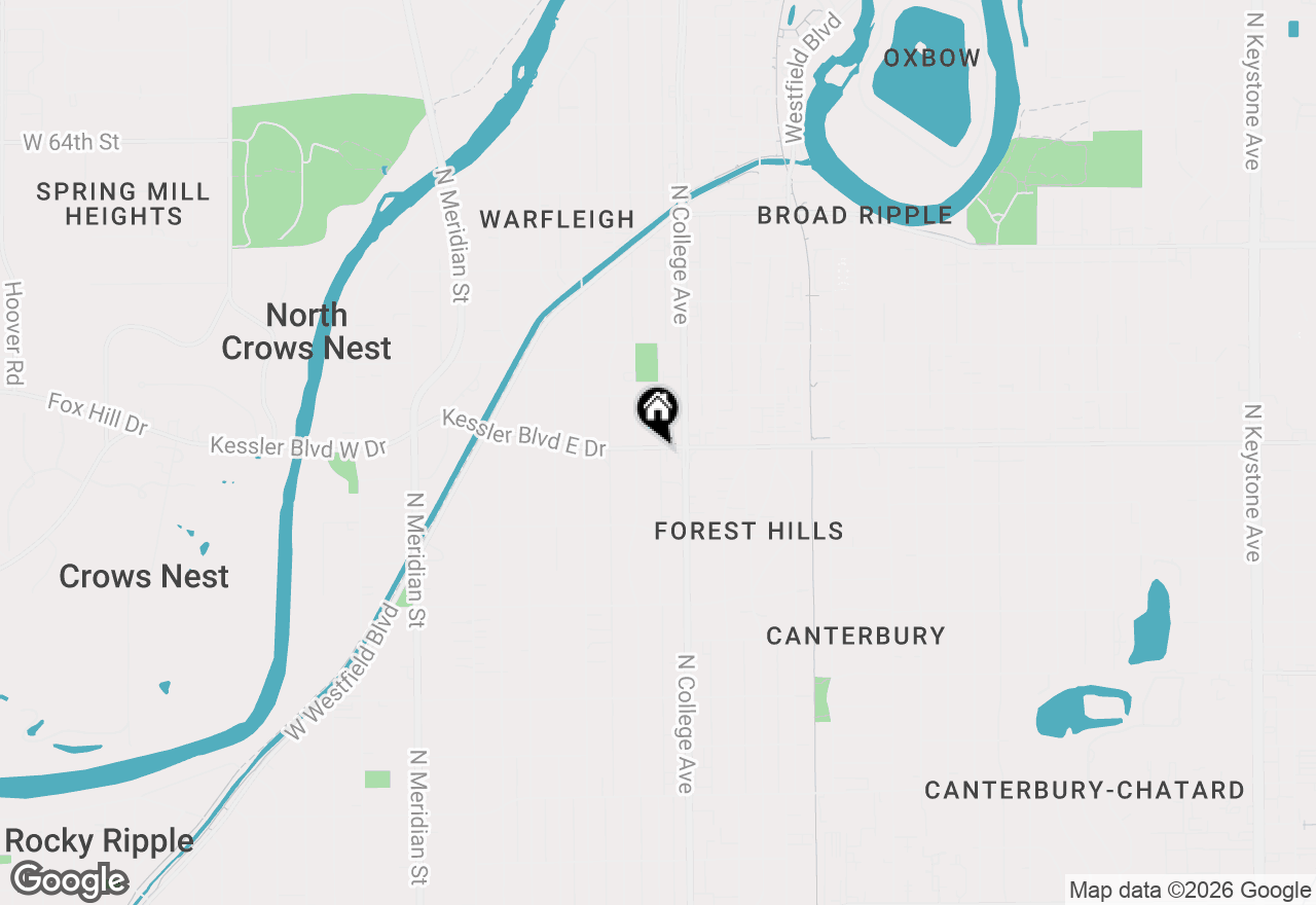 Map of 621 Kessler Boulevard East Drive, Indianapolis, IN 46220