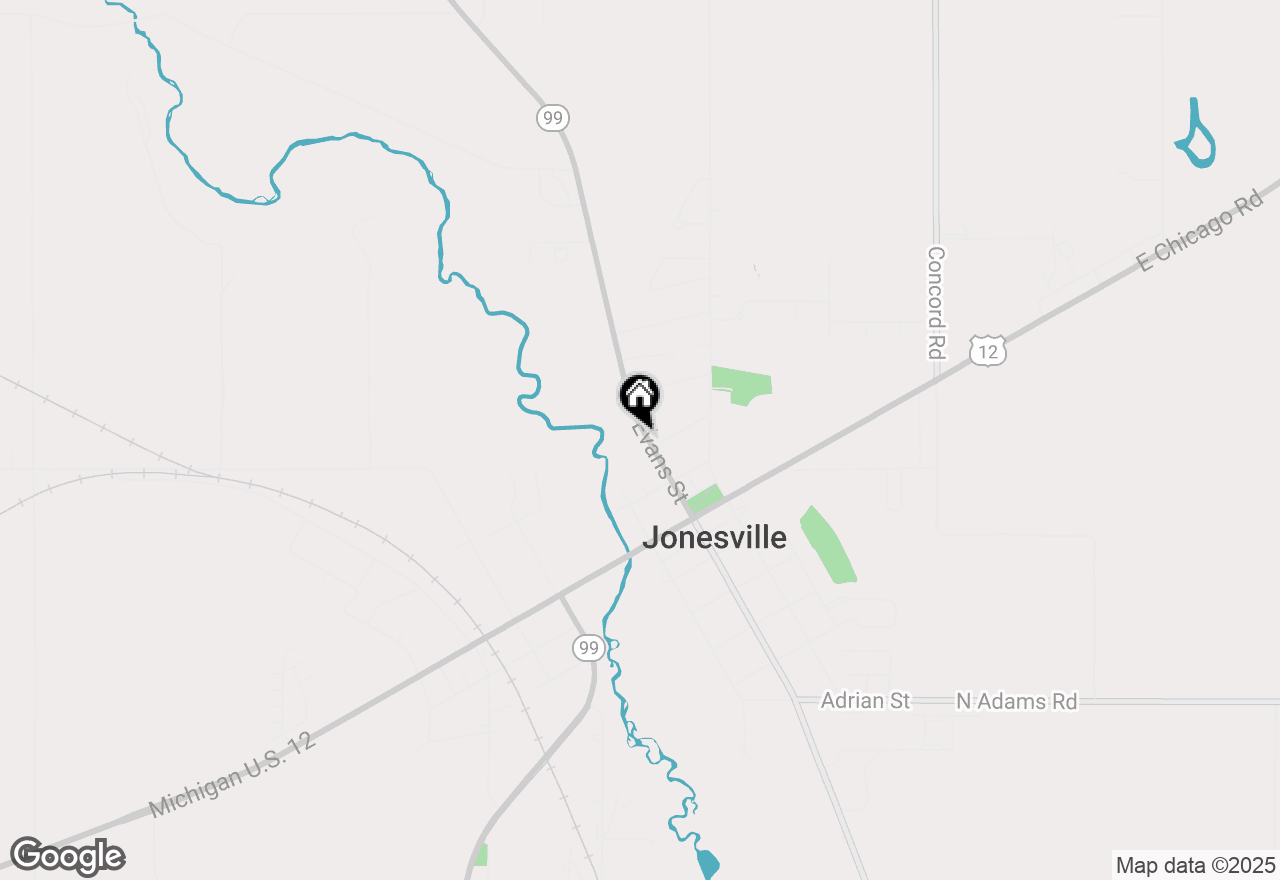 Map of 409 Evans Street, Jonesville, MI 49250