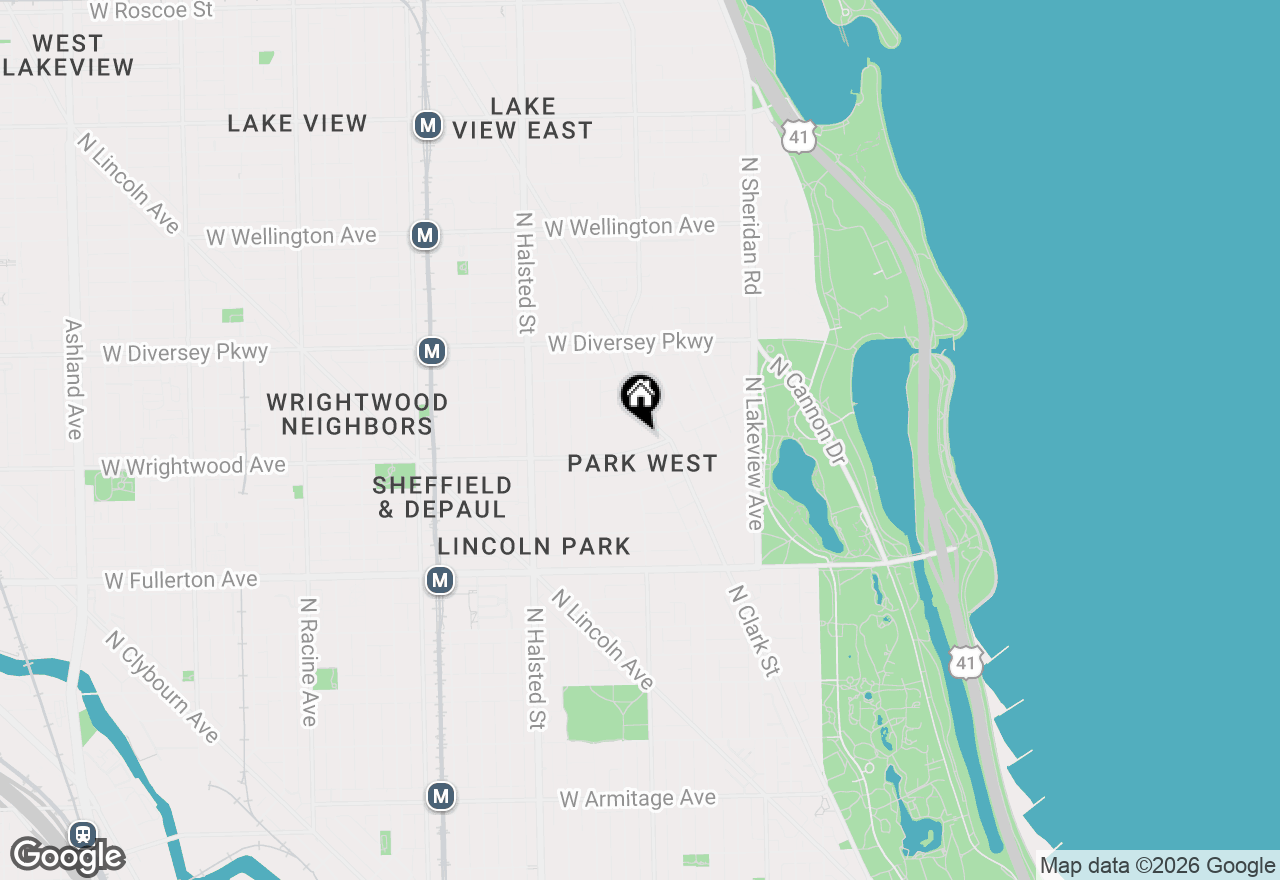 Map of 626 W Wrightwood Avenue #1E, Chicago, IL 60614