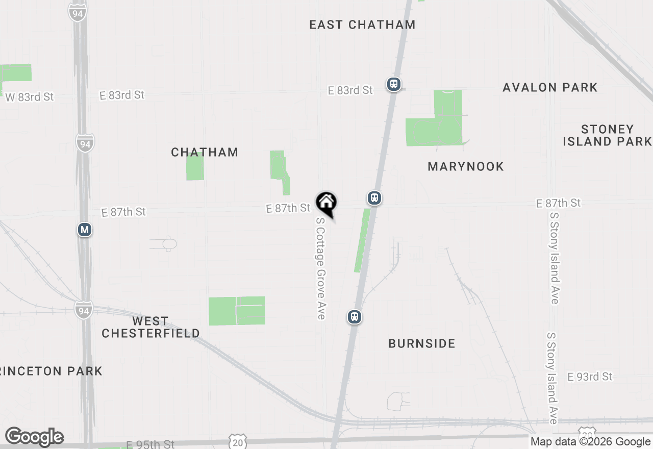 Map of 801 E 87th Place #2W, Chicago, IL 60619