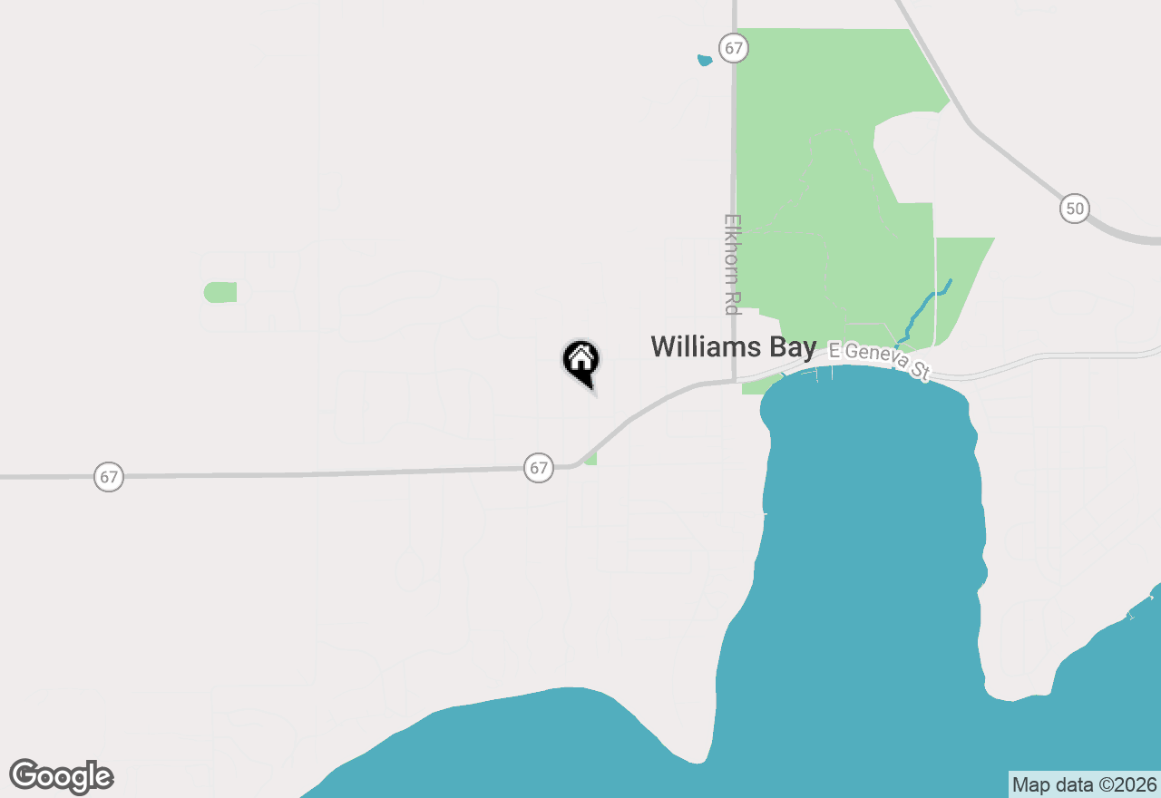 Map of 68 Oakwood St, Williams Bay, WI 53191