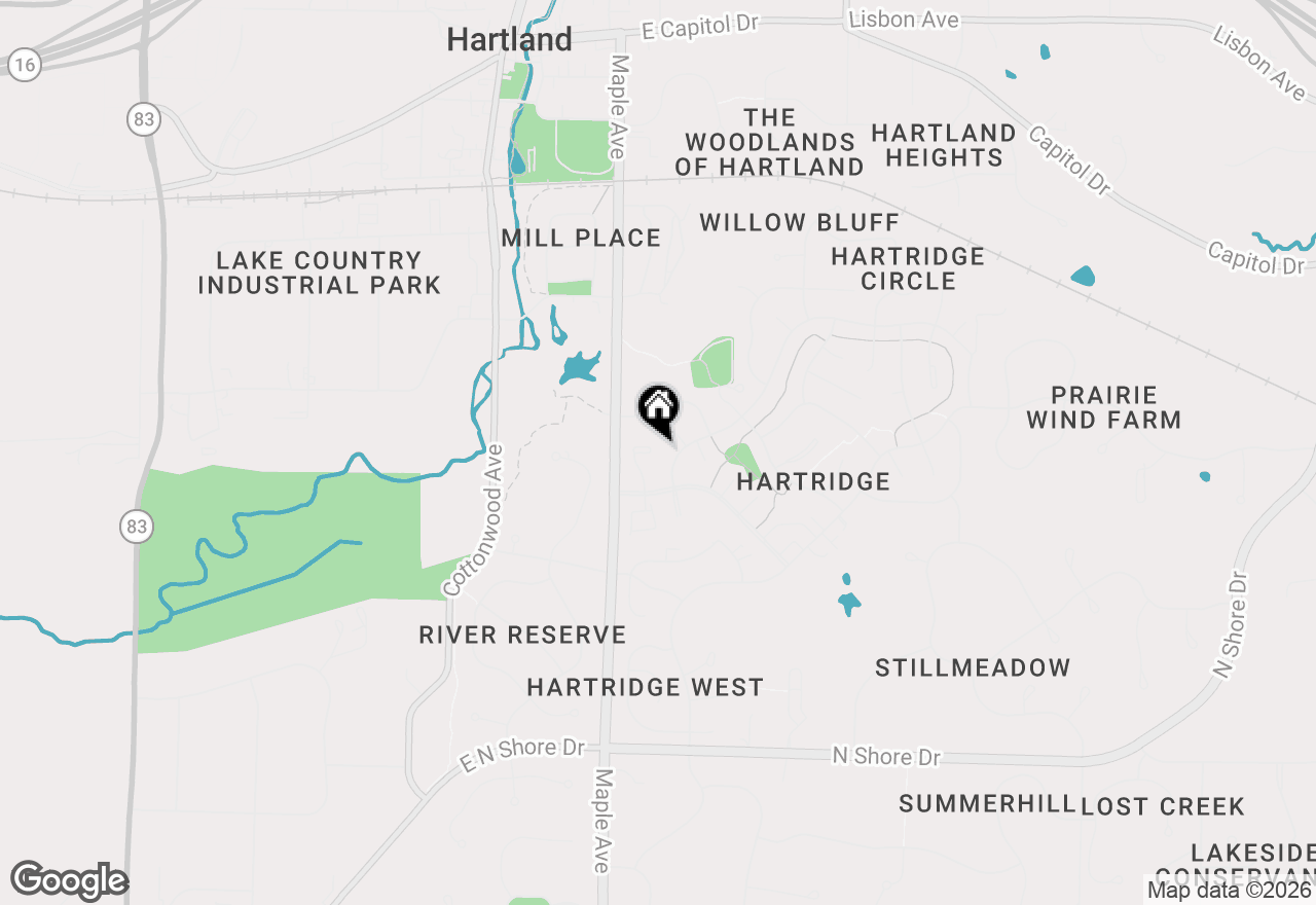 Map of 734 Normandy Cir, Hartland, WI 53029