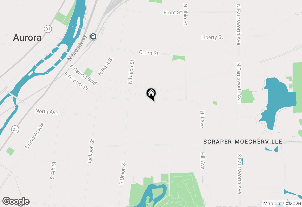 Map of 24 Rose Street, Aurora, IL 60505
