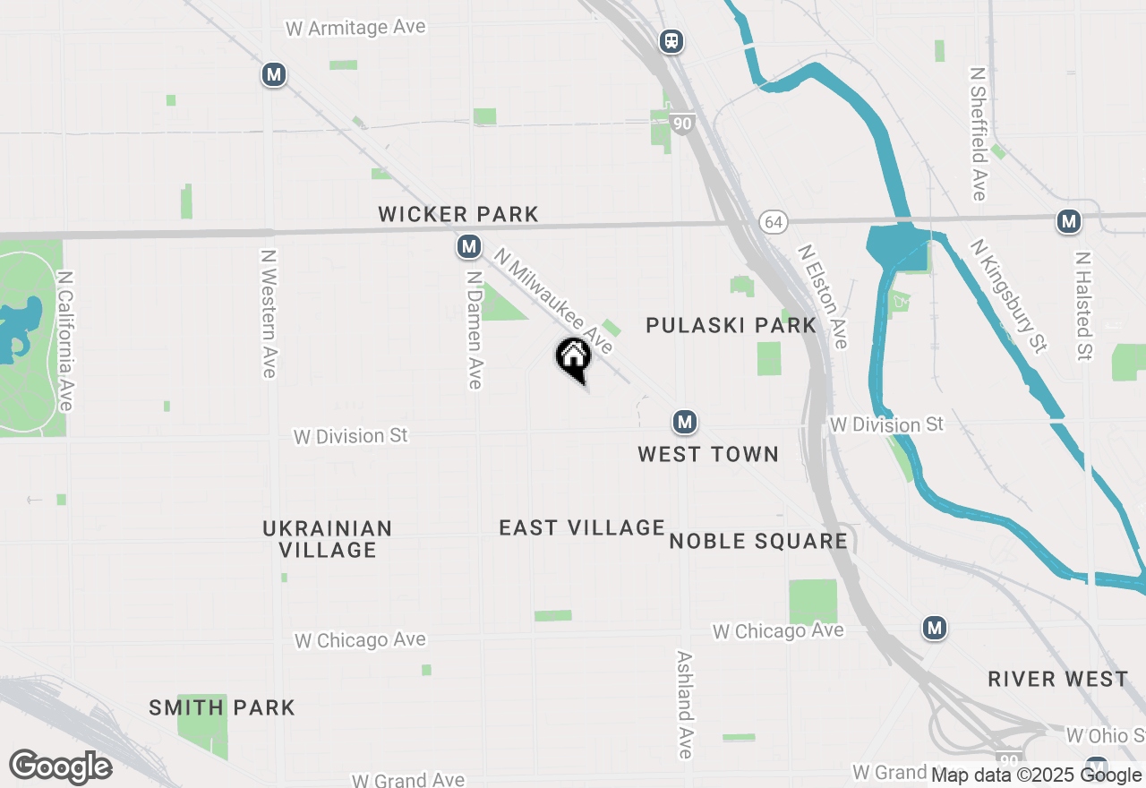 Map of 1242 N Wood Street #3, Chicago, IL 60622