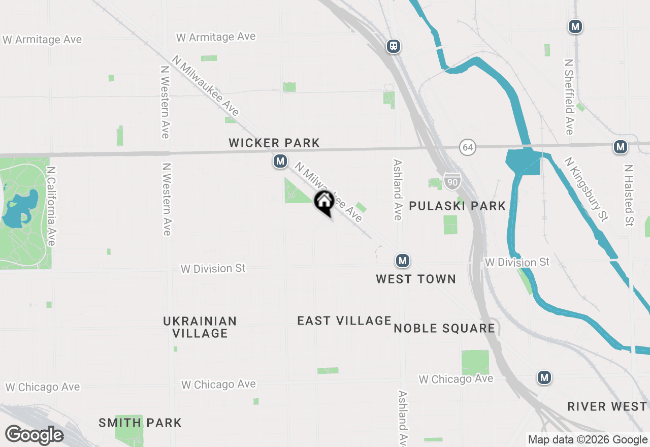 Map of 1341 N Wolcott Avenue #A, Chicago, IL 60622