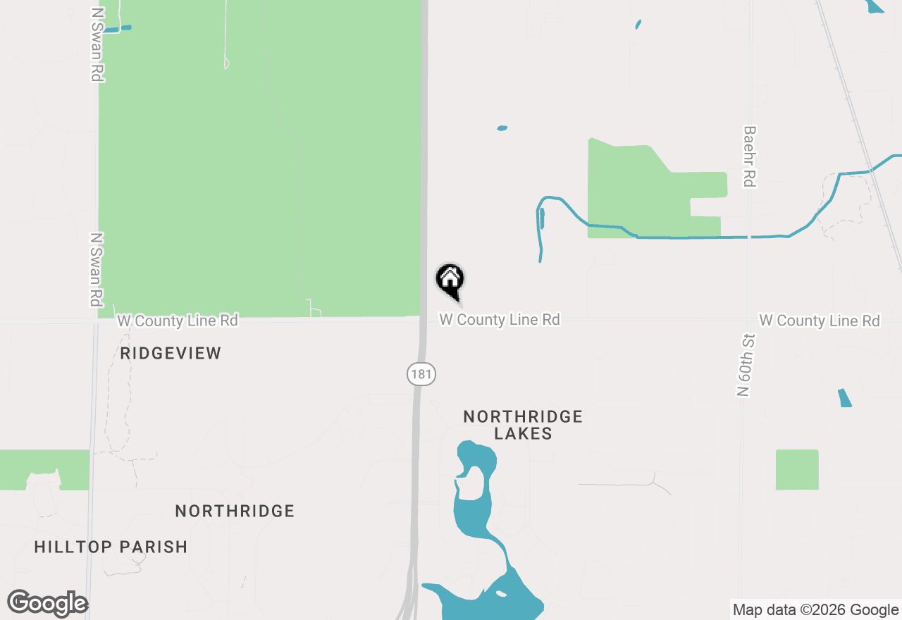 Map of 7526 W County Line Rd, Mequon, WI 53092