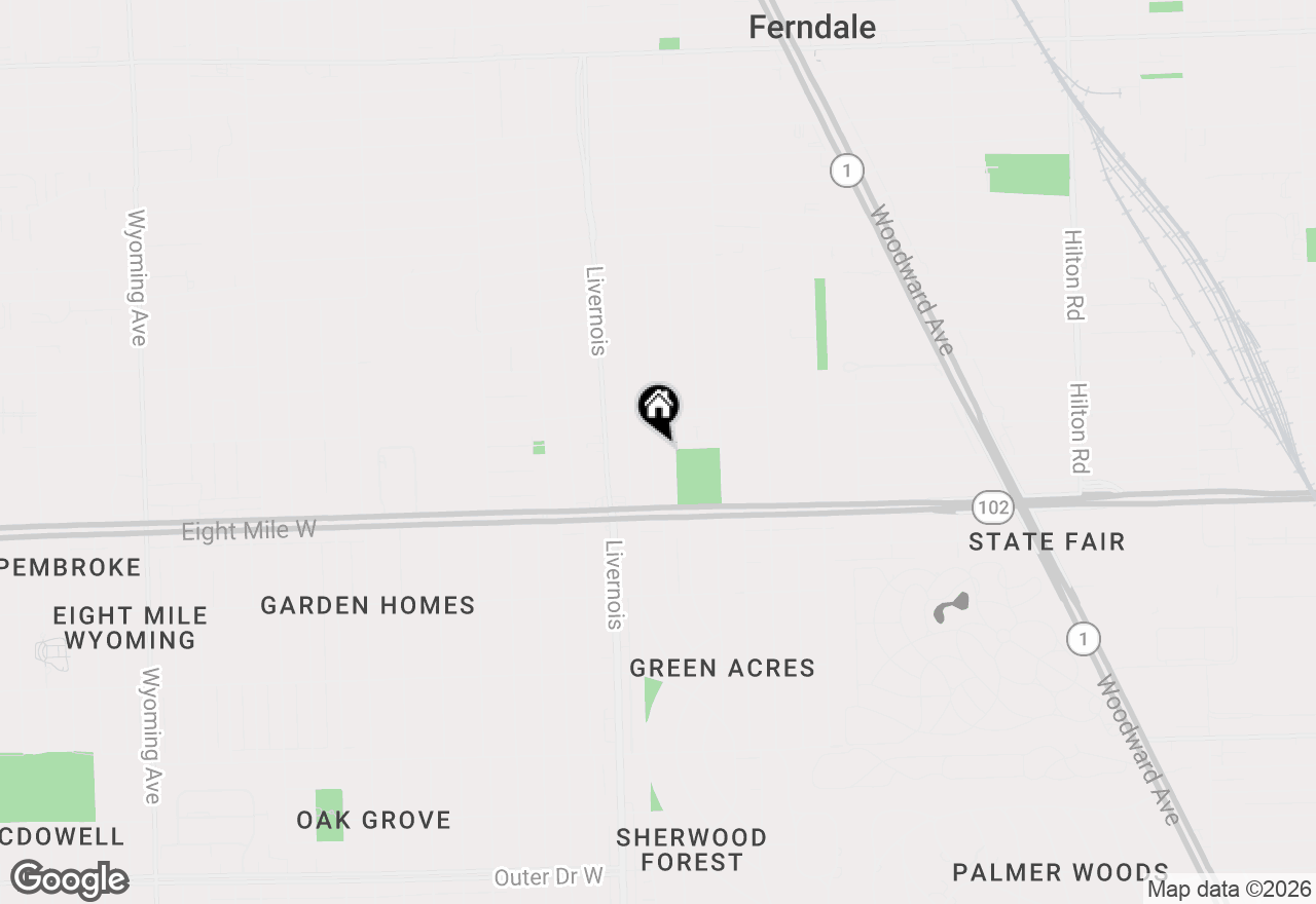 Map of 320 Flowerdale Street, Ferndale, MI 48220