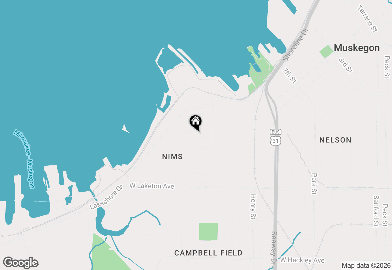 Map of 1125 W Grand Avenue, Muskegon, MI 49441