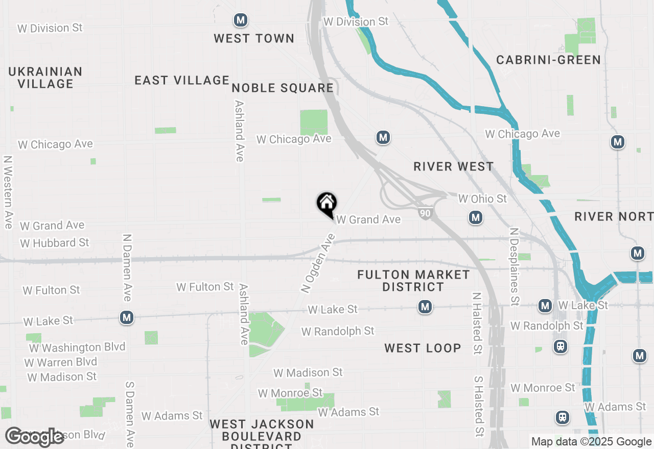 Map of 1327 W Grand Avenue #1W, Chicago, IL 60642