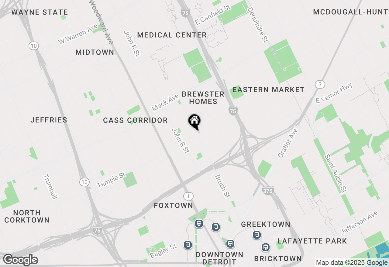 Map of 2827 Brush Street, Detroit, MI 48201