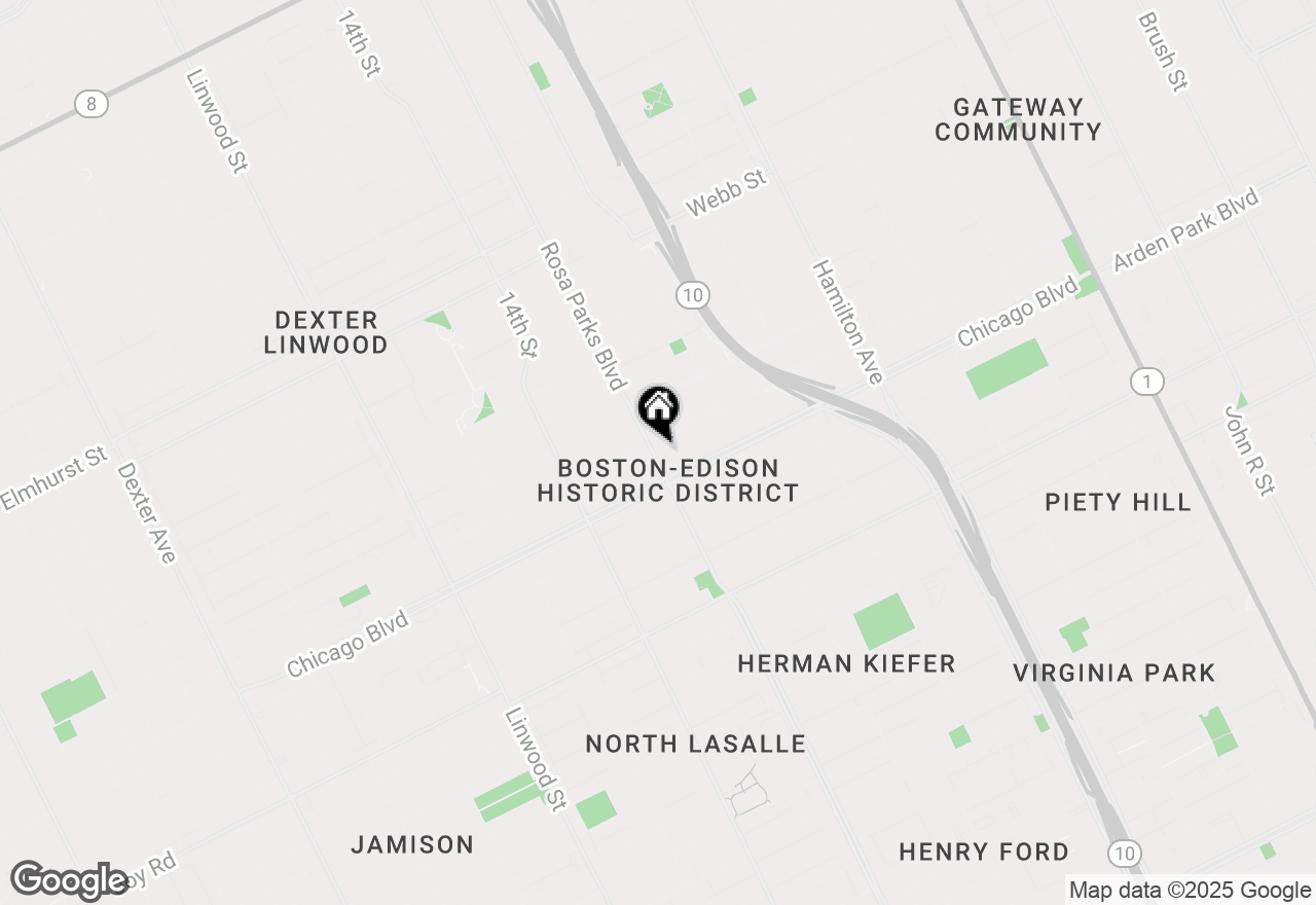 Map of 1755 W Boston Boulevard, Detroit, MI 48206