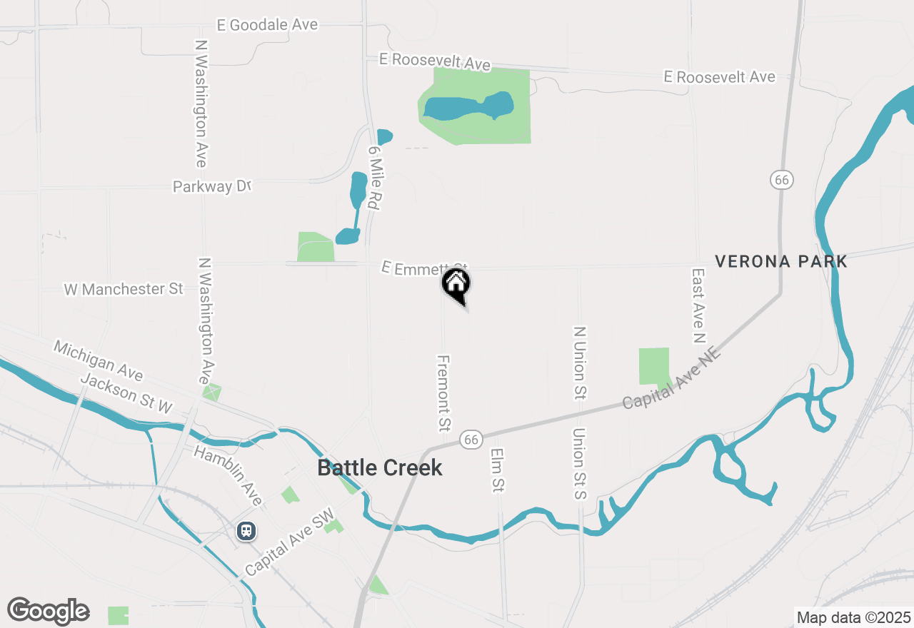 Map of 45 Central Street, Battle Creek, MI 49017