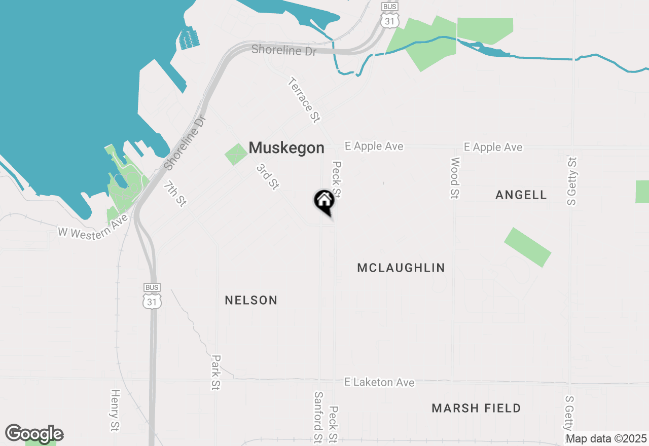 Map of 1258 Sanford Street, Muskegon, MI 49441