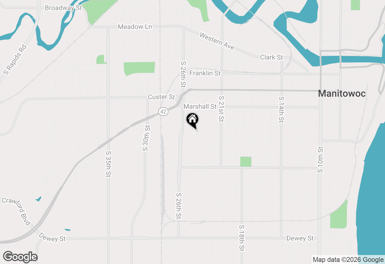 Map of 1223 S 25th St, Manitowoc, WI 54220