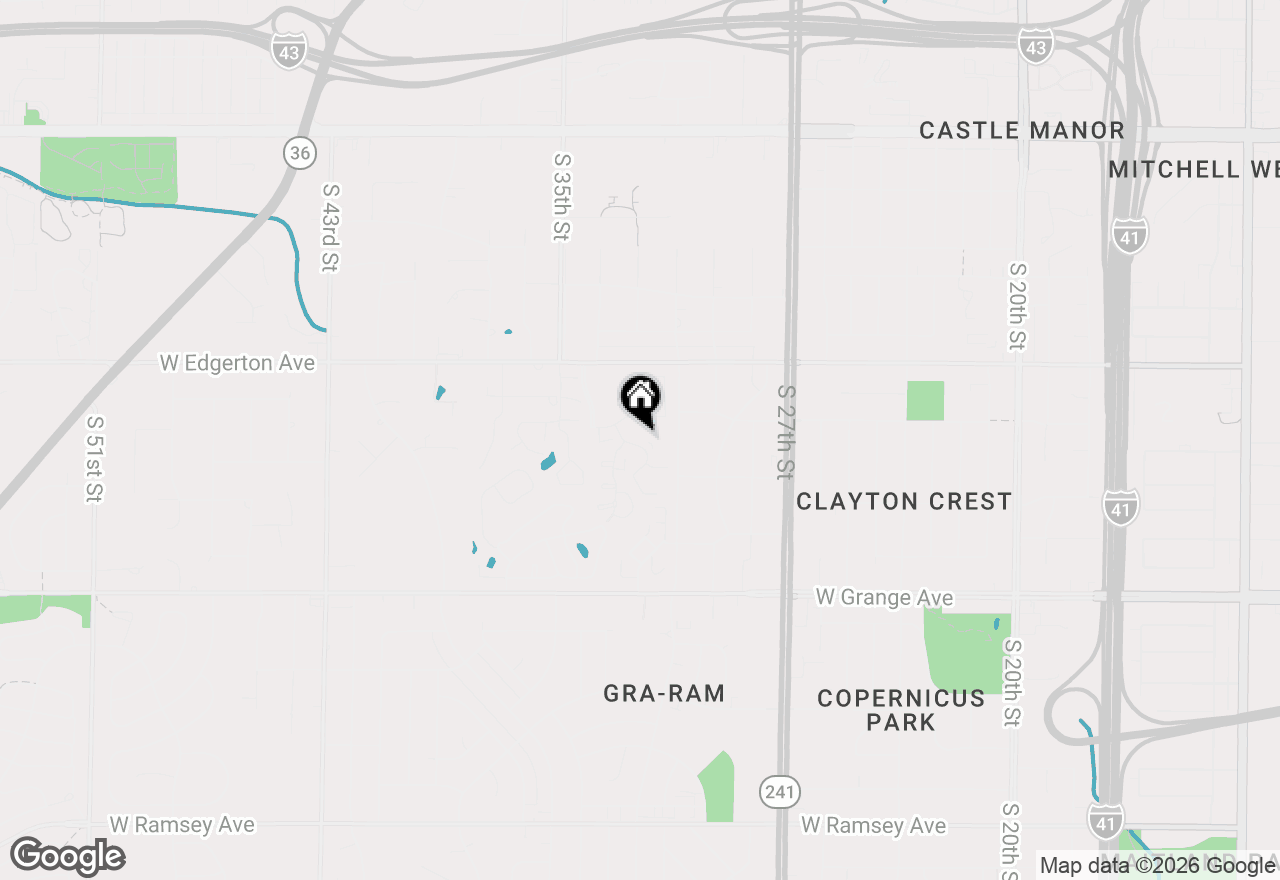 Map of 5190 Woodbridge Ln S, Greenfield, WI 53221