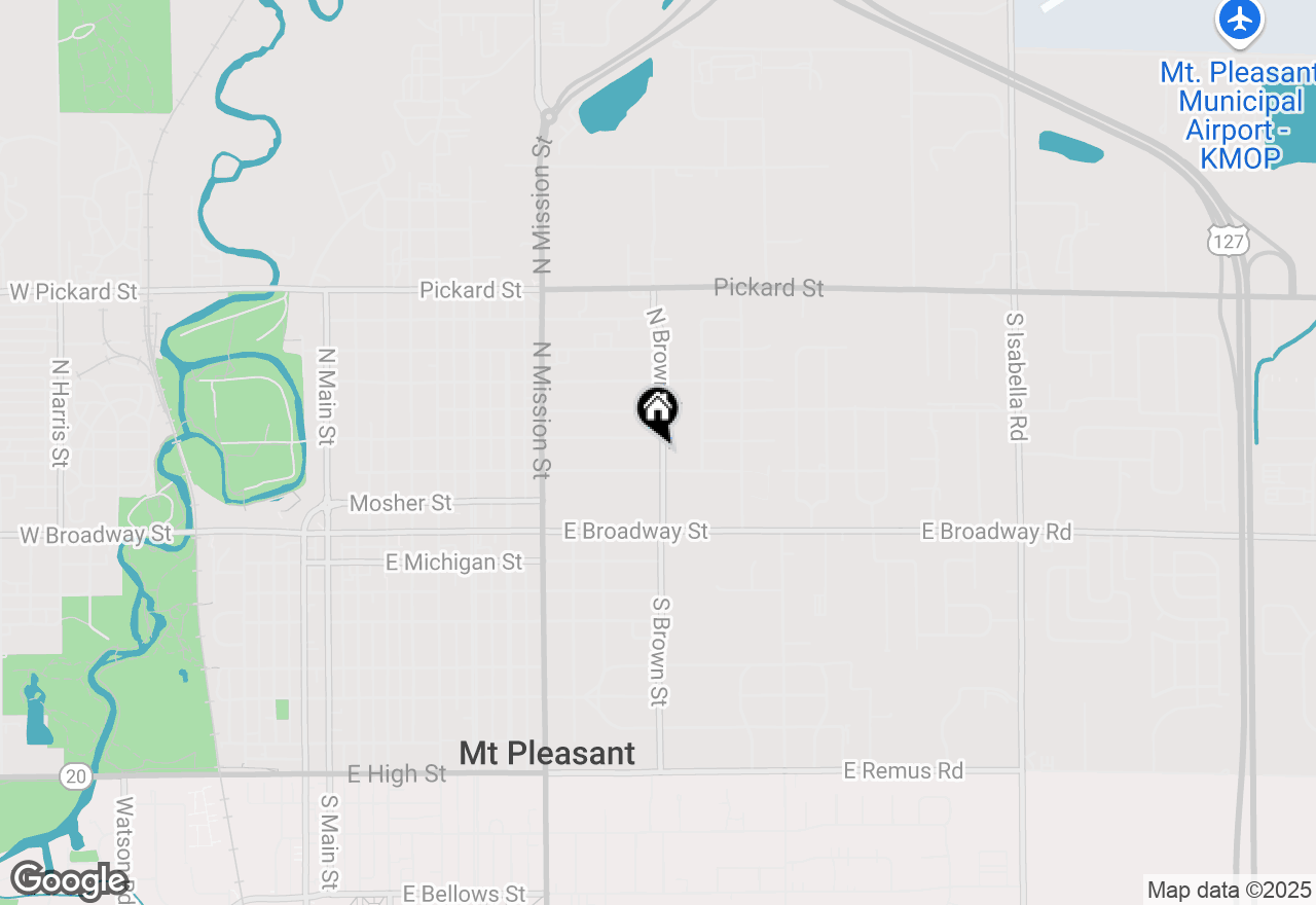 Map of 307 N Brown Street, Mt Pleasant, MI 48858