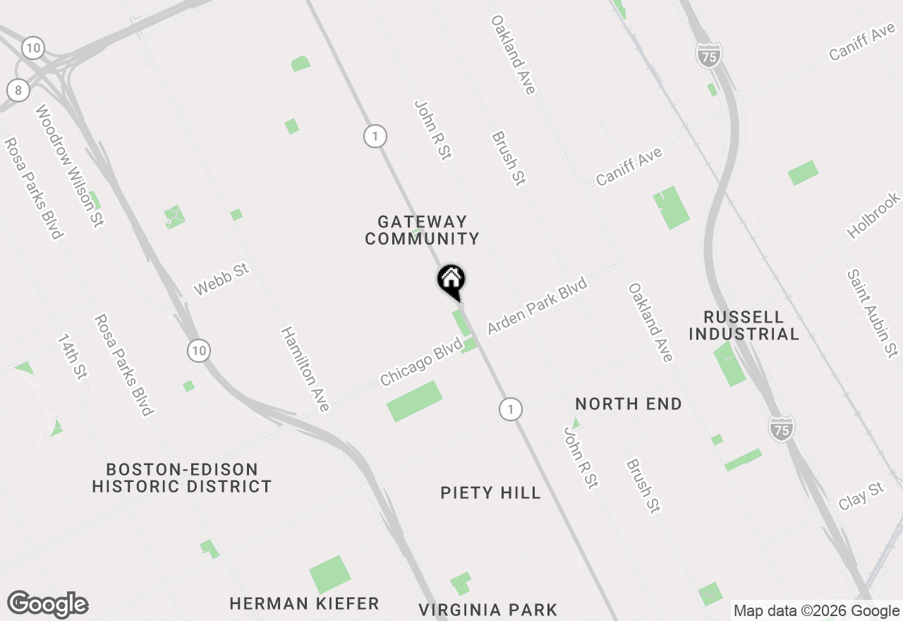 Map of 150 W Boston Boulevard, Detroit, MI 48202