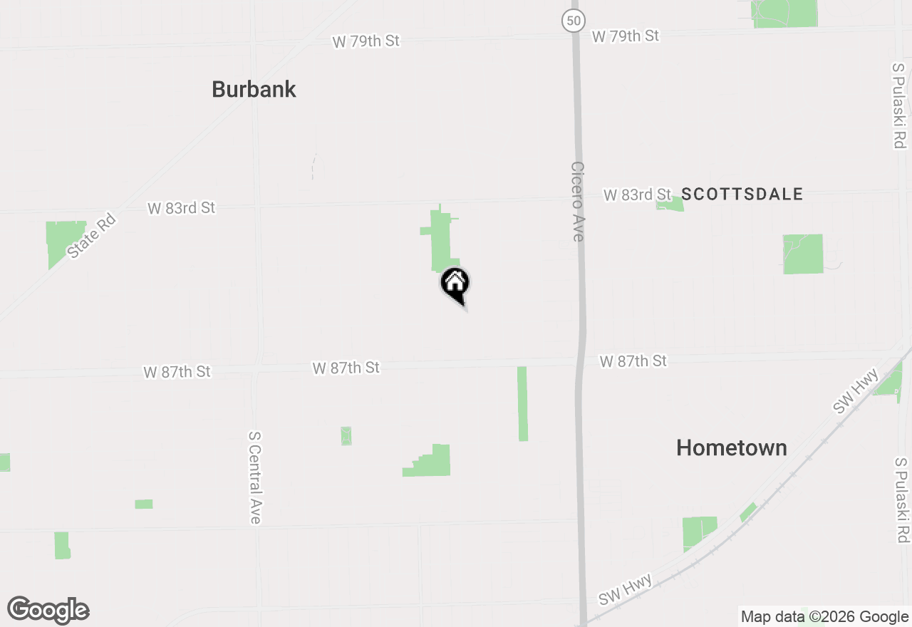 Map of 8544 Leclaire Avenue, Burbank, IL 60459