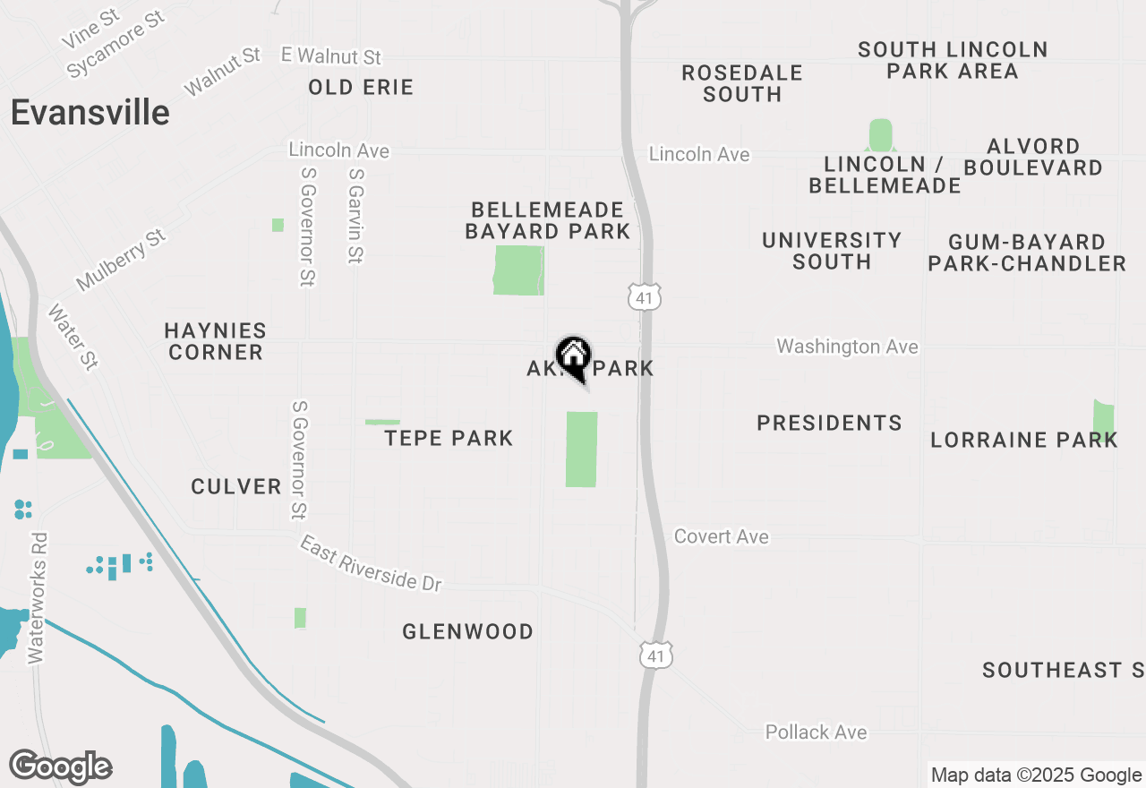 Map of 1025 Jefferson Avenue, Evansville, IN 47714