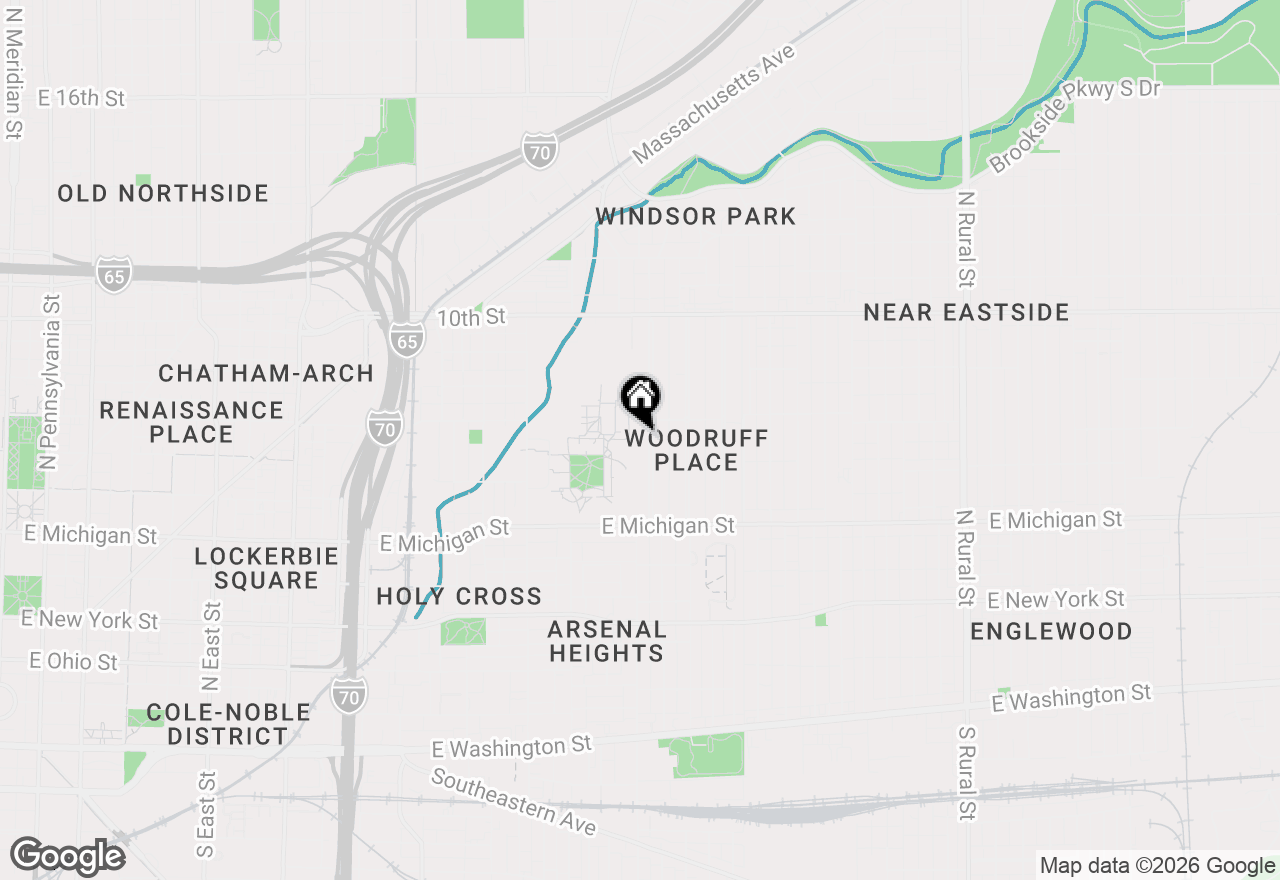 Map of 704 Woodruff Place W, Indianapolis, IN 46201