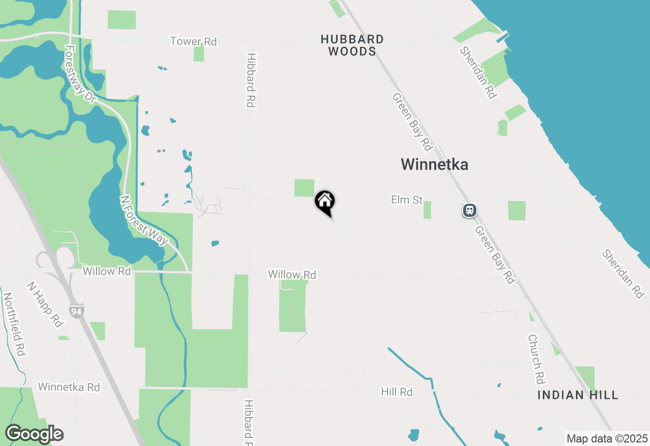 Map of 1092 Oak Street, Winnetka, IL 60093