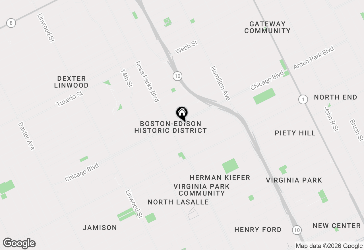 Map of 1675 Chicago Boulevard, Detroit, MI 48206