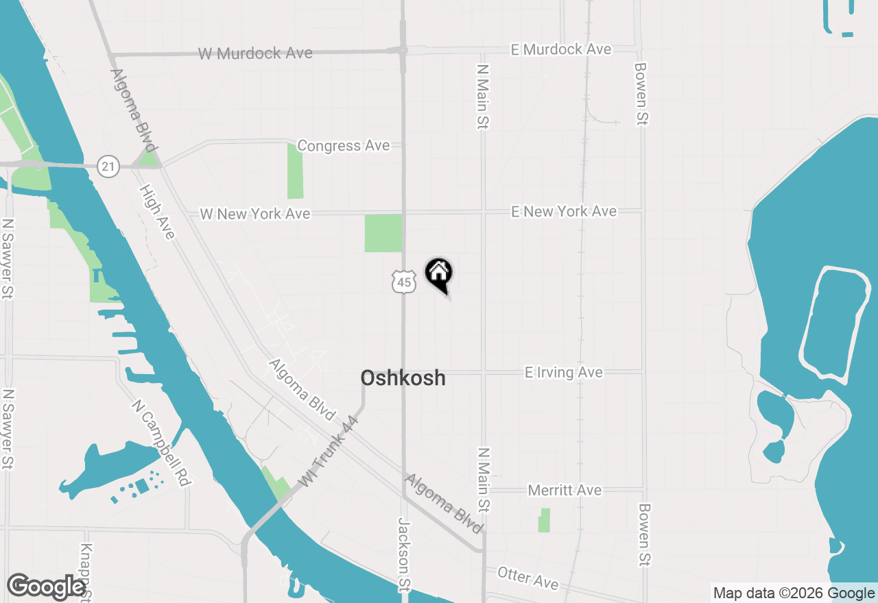 Map of 852 Frederick St, Oshkosh, WI 54901