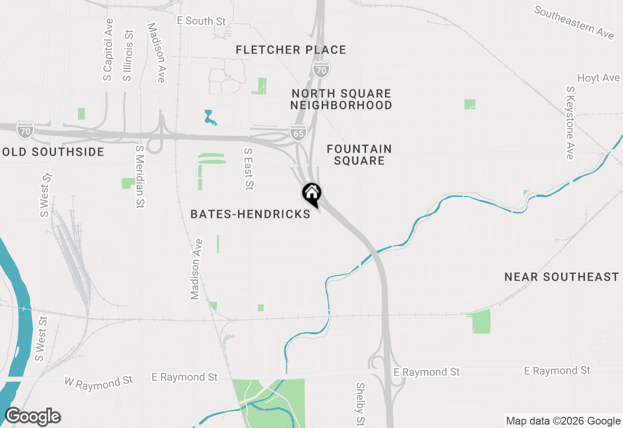 Map of 1414 Leonard Street, Indianapolis, IN 46203