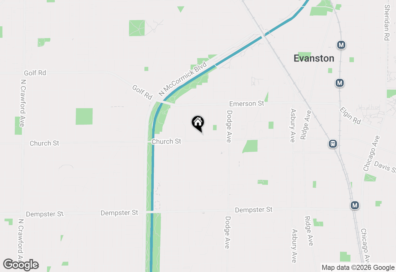 Map of 1711 Hartrey Avenue, Evanston, IL 60201