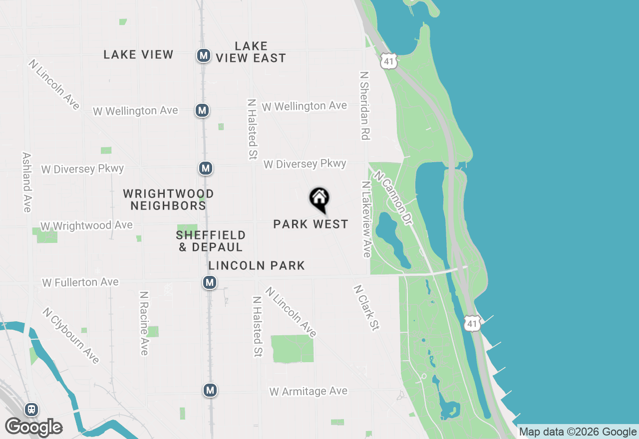 Map of 607 W Wrightwood Avenue #407, Chicago, IL 60614