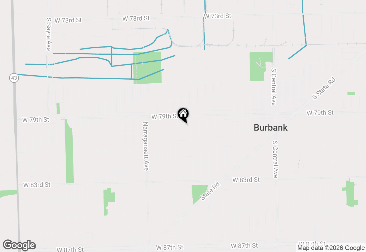 Map of 6127 W 79th Place, Burbank, IL 60459