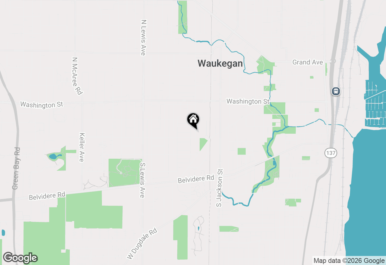 Map of 136 S Butrick Street, Waukegan, IL 60085