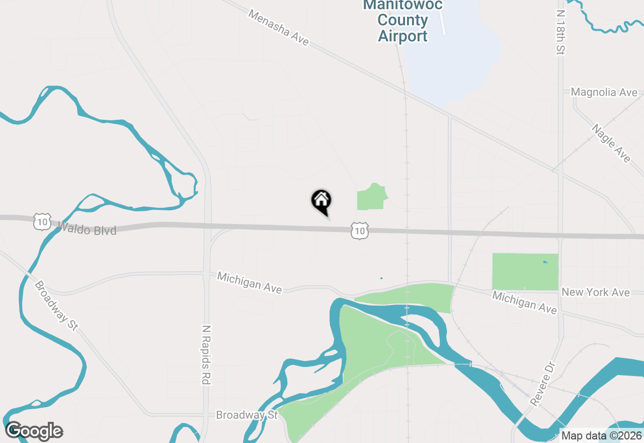 Map of 3316 Waldo Blvd, Manitowoc, WI 54220