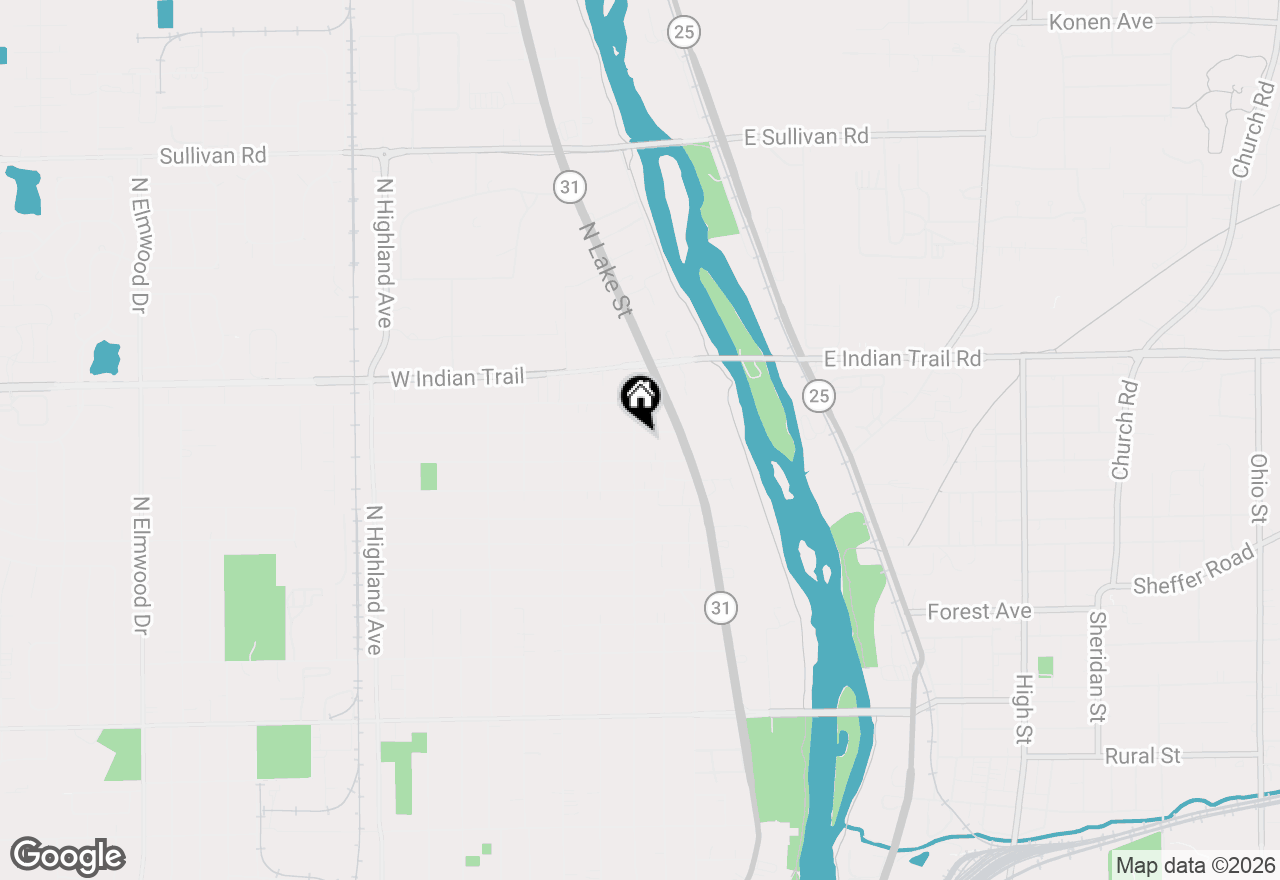 Map of 1045 Palace Street, Aurora, IL 60506
