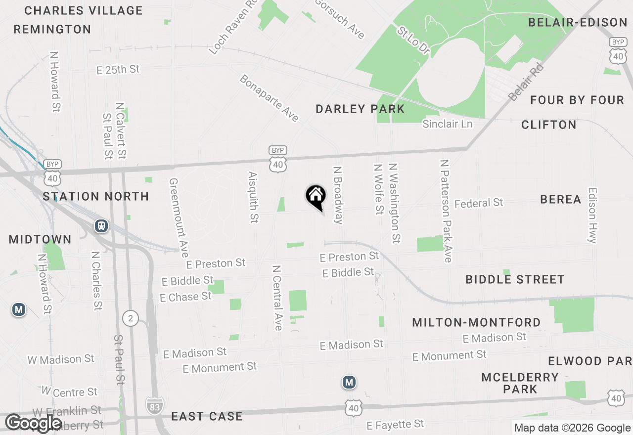 Map of 1526 N Bond Street, Baltimore, MD 21213