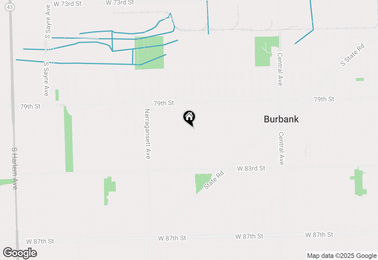 Map of 6117 W 80th Place, Burbank, IL 60459
