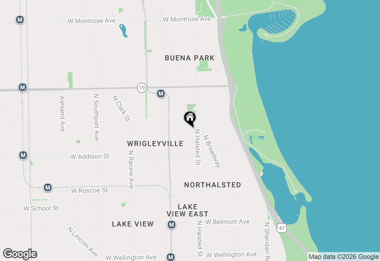 Map of 827 W Bradley Place #1E, Chicago, IL 60613